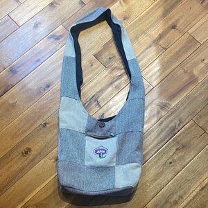Patchwork Shoulder Bag with Embroidered  Mushroom